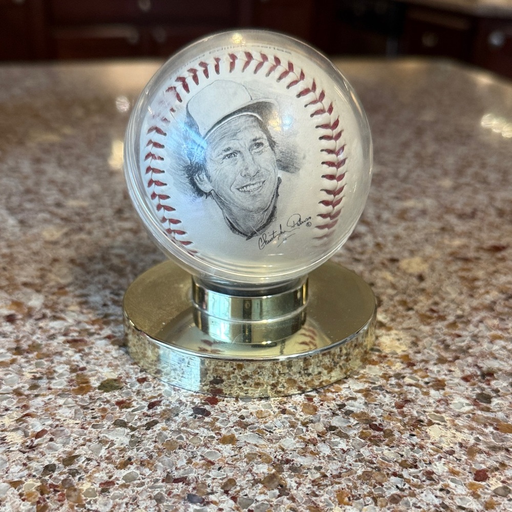 Baseball with Portrait and Gold Stand